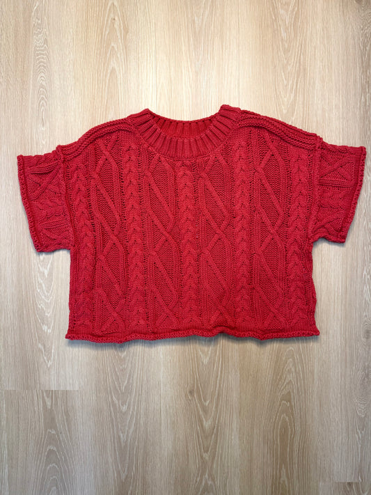 The Willa Short Sleeve Knit Sweater in Red