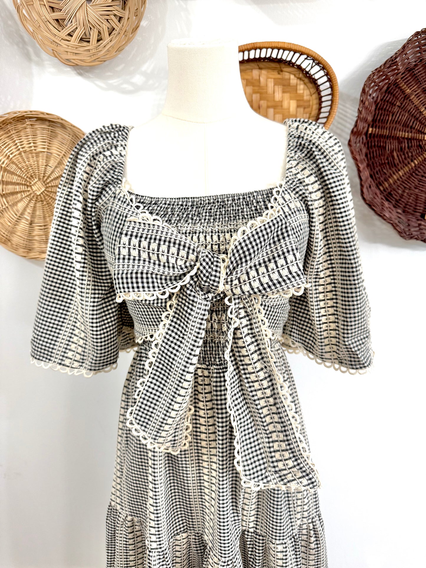 The Grace Gingham Bow Front Maxi Dress