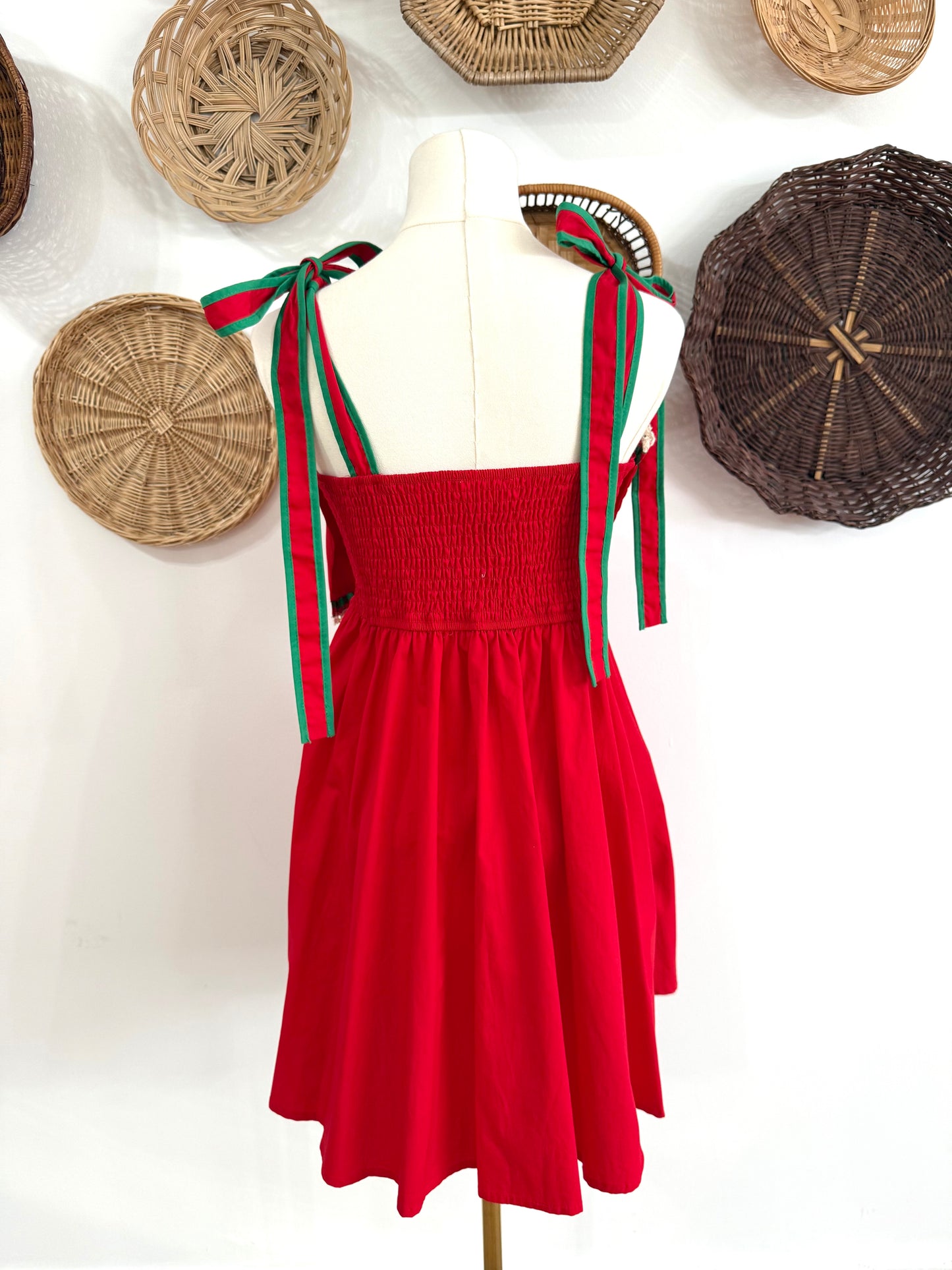 The Balsam Christmas Bow Dress in Red