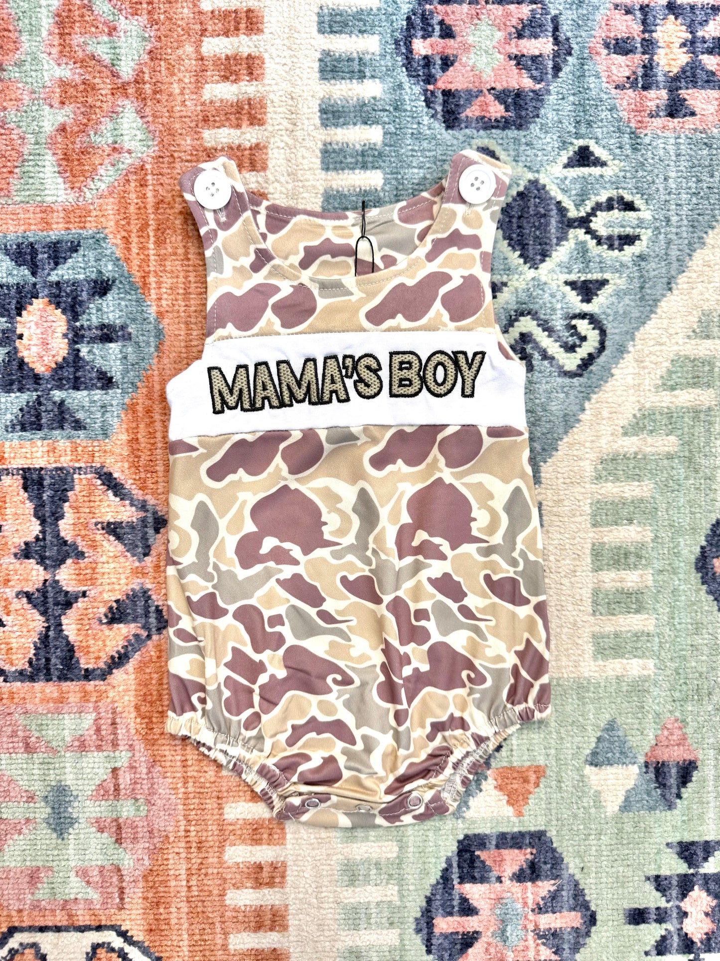 Boy’s “Mama’s Boy” Romper in Camo