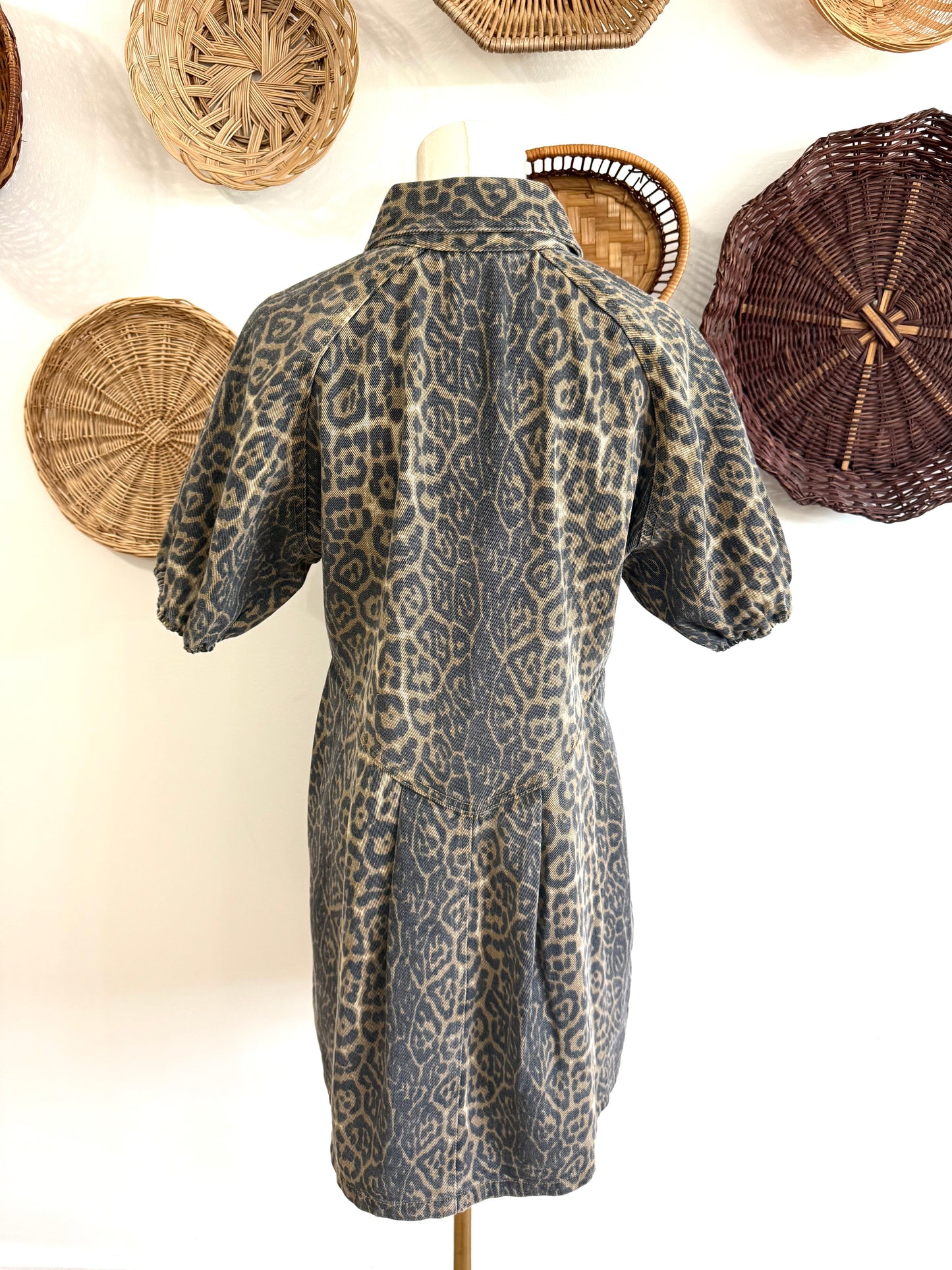 The Gianna Leopard Print Denim Dress