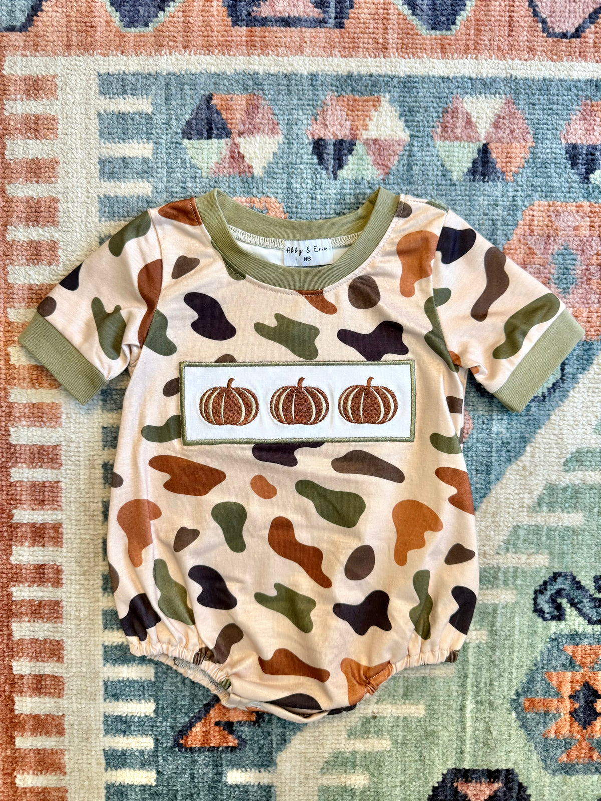 Boy’s Camo & Pumpkin Embroidered Bubble