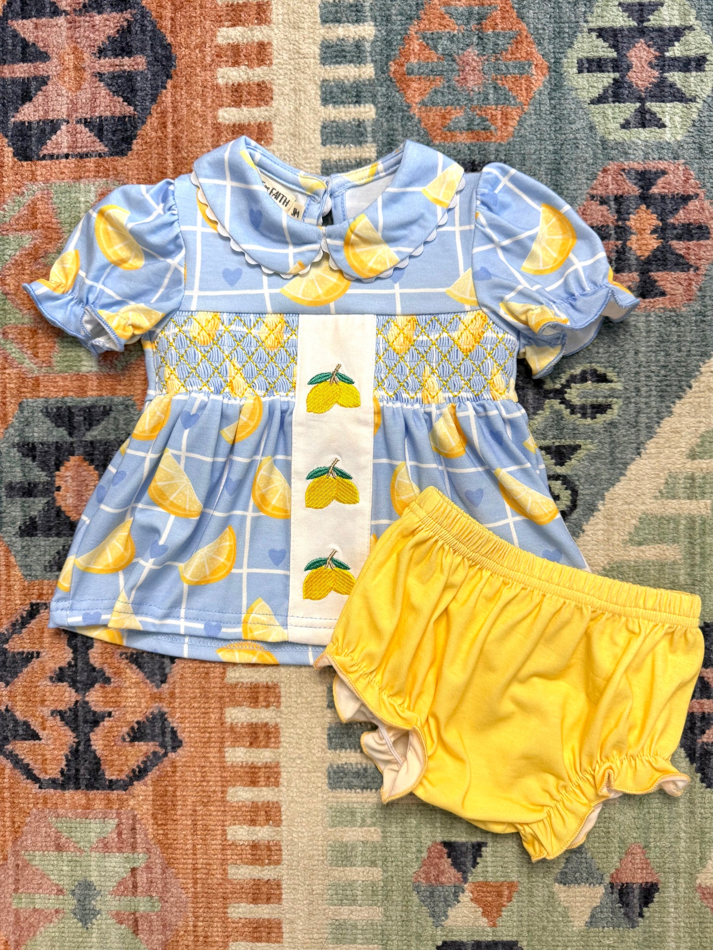 Smocked Lemon Bloomer Set