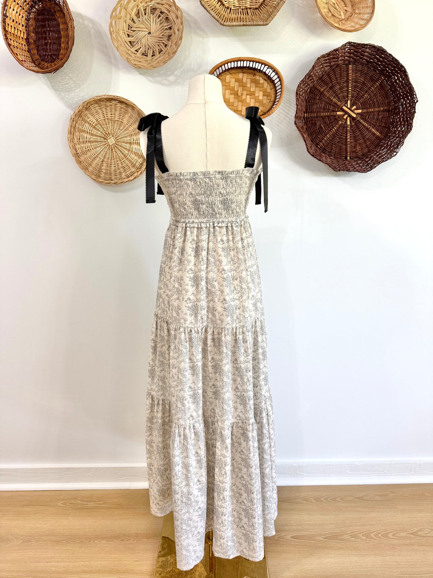 The Mira Floral Maxi Dress in Black & White