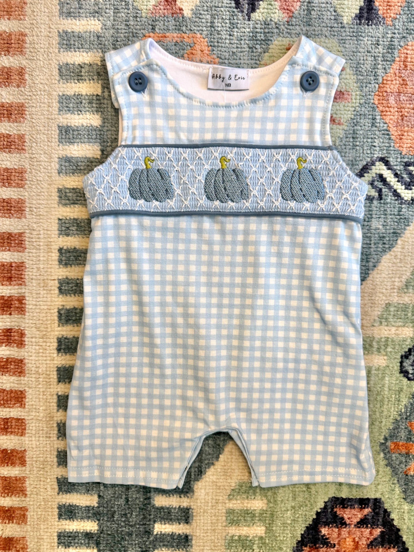 Boy’s Blue Gingham Smocked Jon Jon