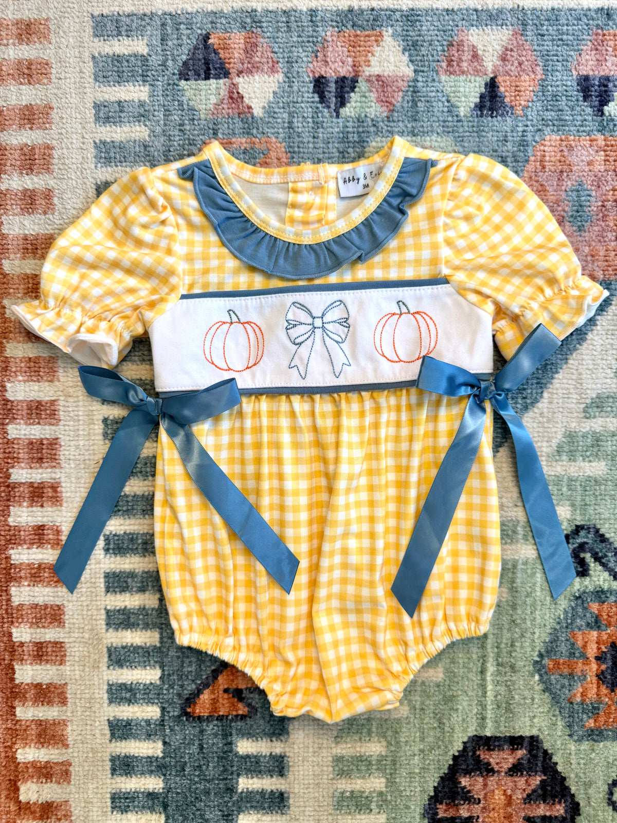Mustard Embroidered Pumpkin Ruffle Bubble