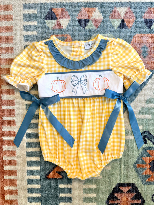 Mustard Embroidered Pumpkin Ruffle Bubble