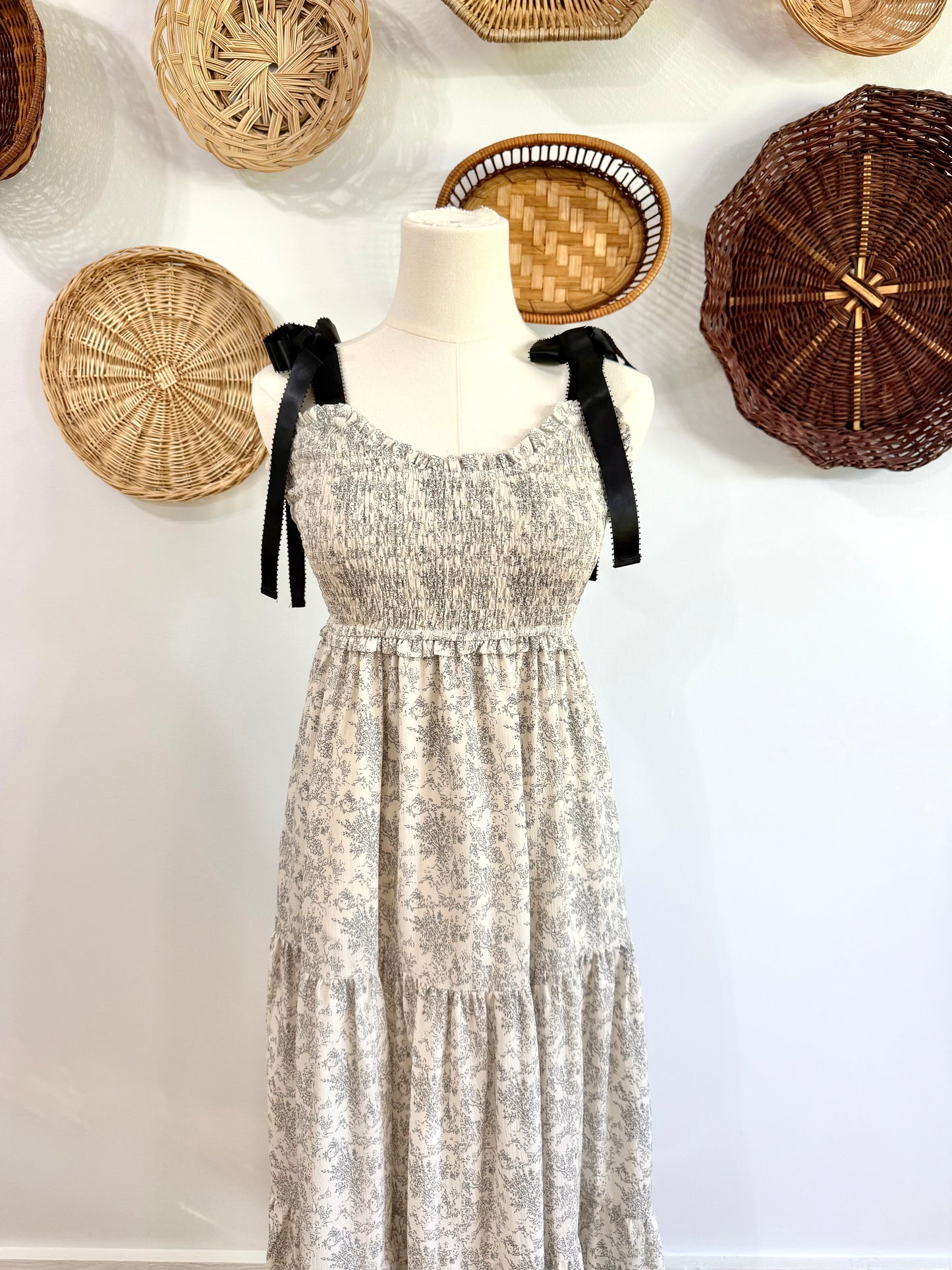 The Mira Floral Maxi Dress in Black & White