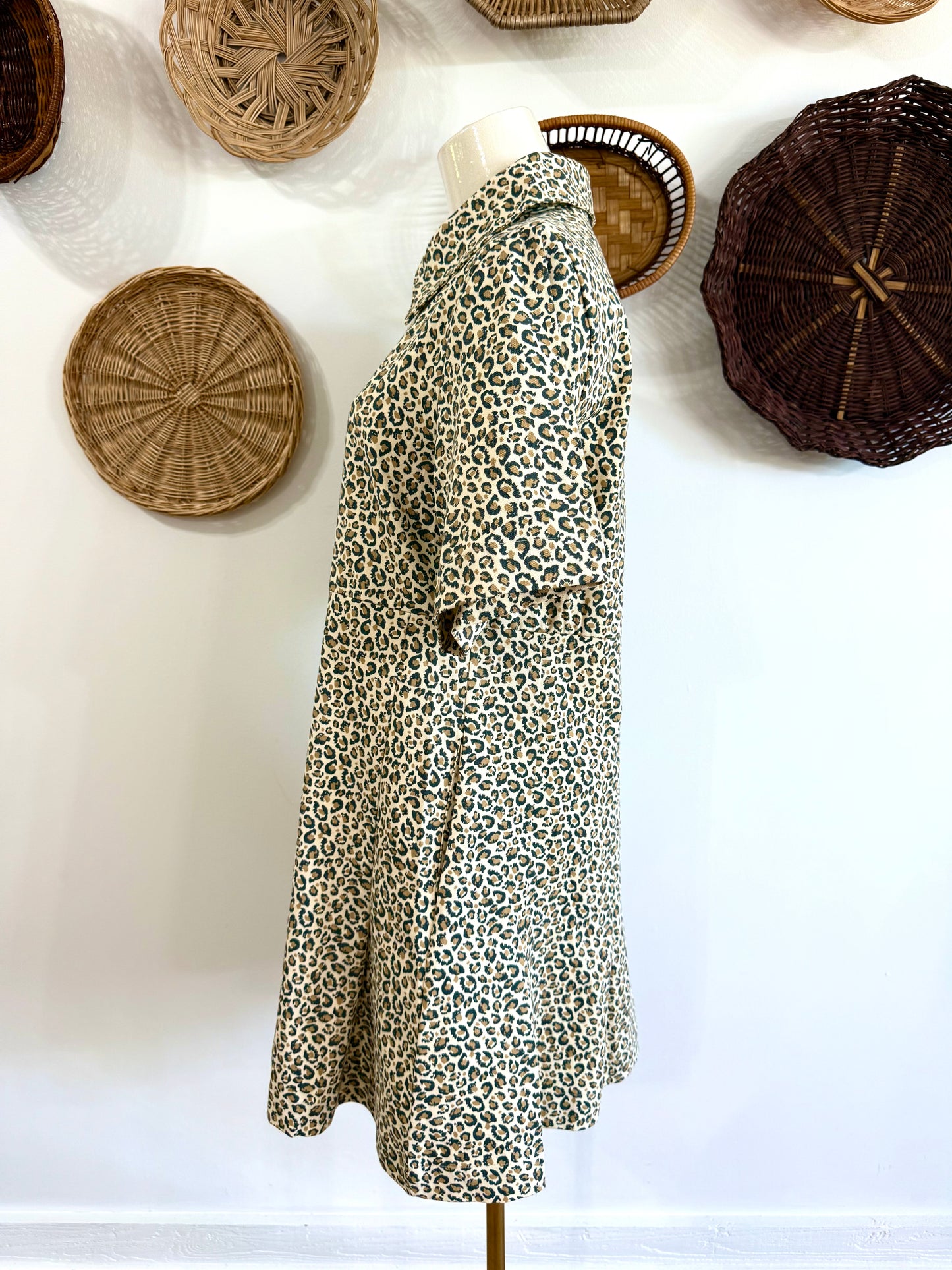 The Pippa Collared Leopard Dress in Oatmeal