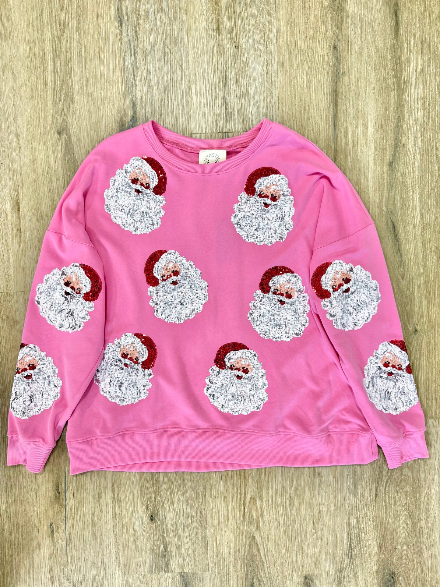 The Santa Claus Sequin Sweatshirt in Pink