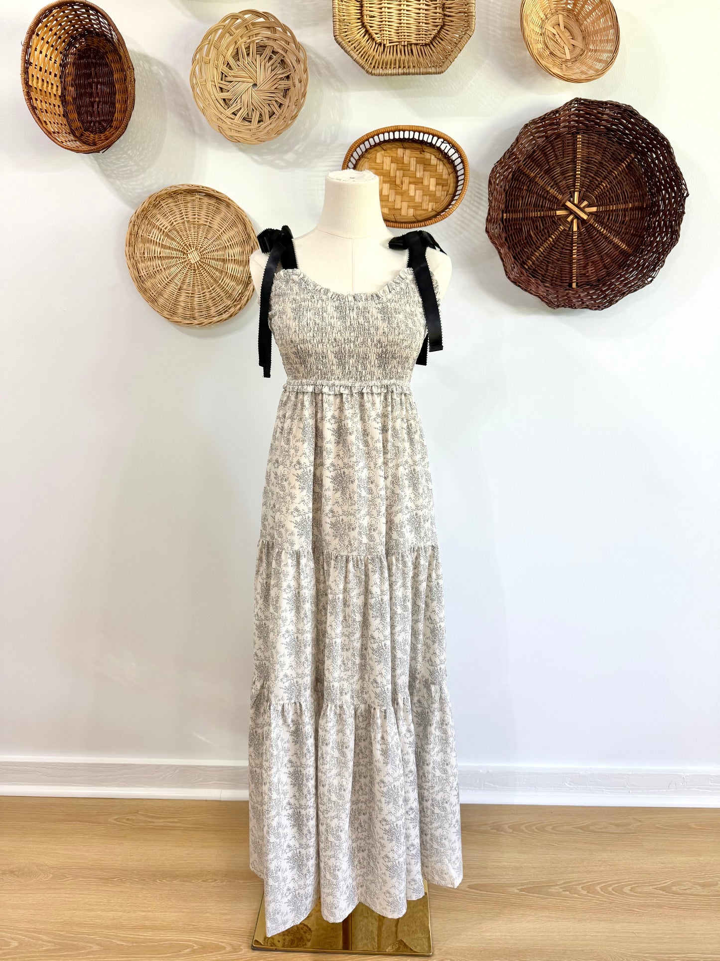 The Mira Floral Maxi Dress in Black & White