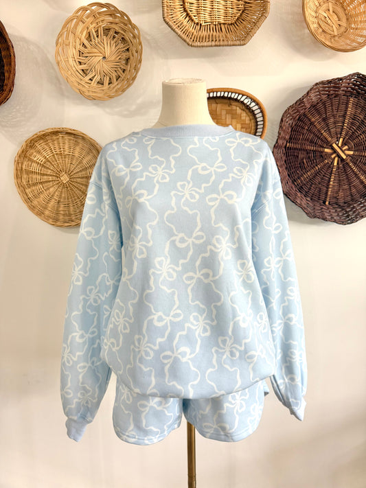 The Joss Bow Print Set in Baby Blue