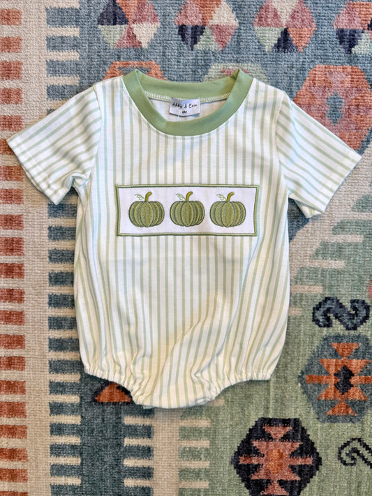 Boy’s Sage Pumpkin Embroidered Bubble