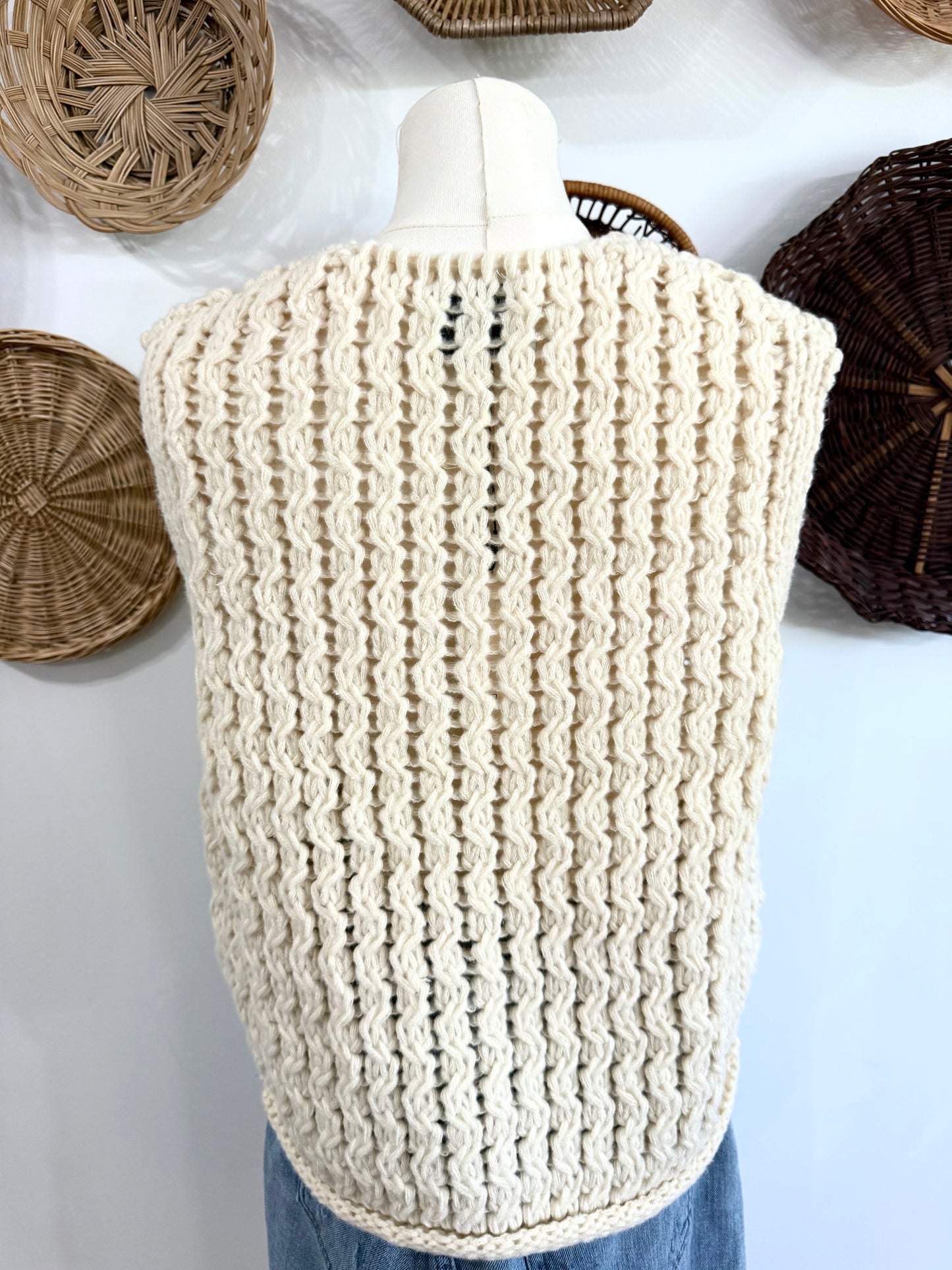 The Mabel Button Up Sweater Vest Top In Cream