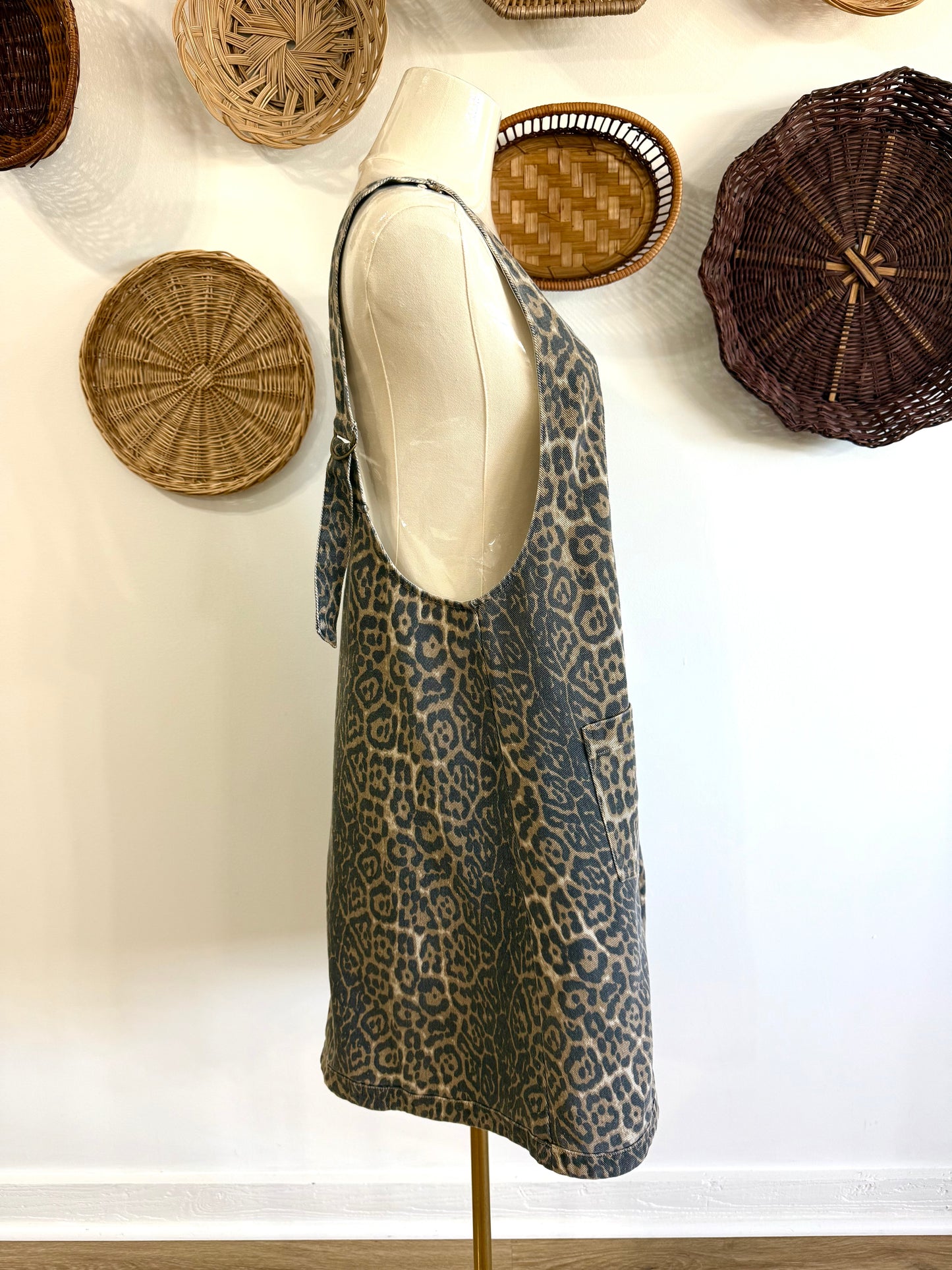 The Holden Denim Cheetah Print Overall Dress