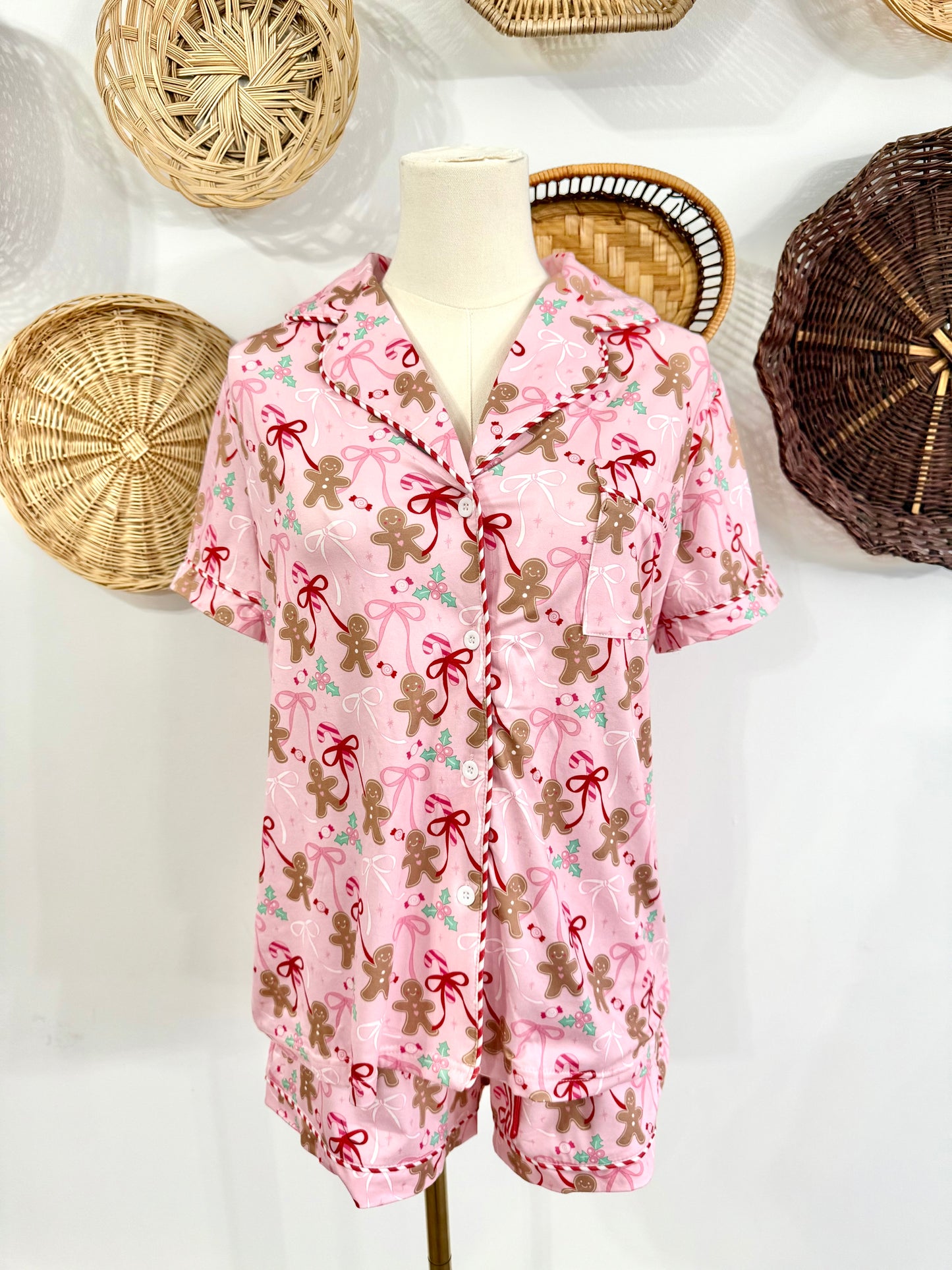 The Gingerbread House Pajama Set in Pink