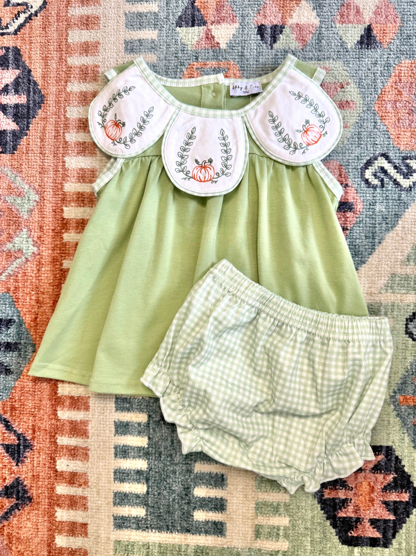 Embroidered Pumpkin Collar Bloomer Set