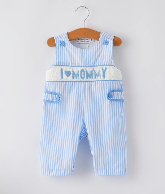 Boy’s “I 💙 Mommy” Pinstripe Jon Jon