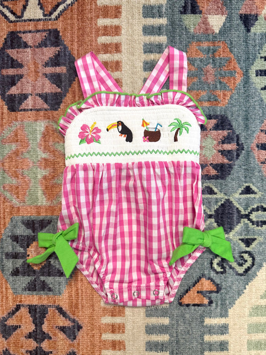 Smocked Beachy Gingham Bubble