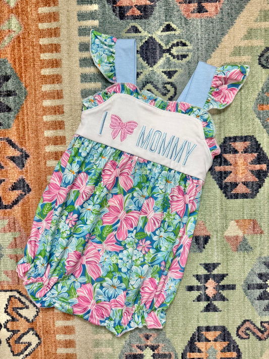 Embroidered “I 💗 Mommy” Floral Bubble