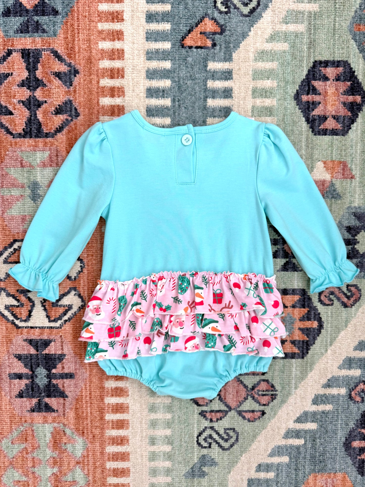 Blue Christmas Santa Claus Ruffle Bubble