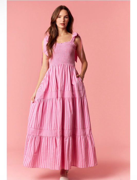 The Camden Pink Striped Maxi Dress
