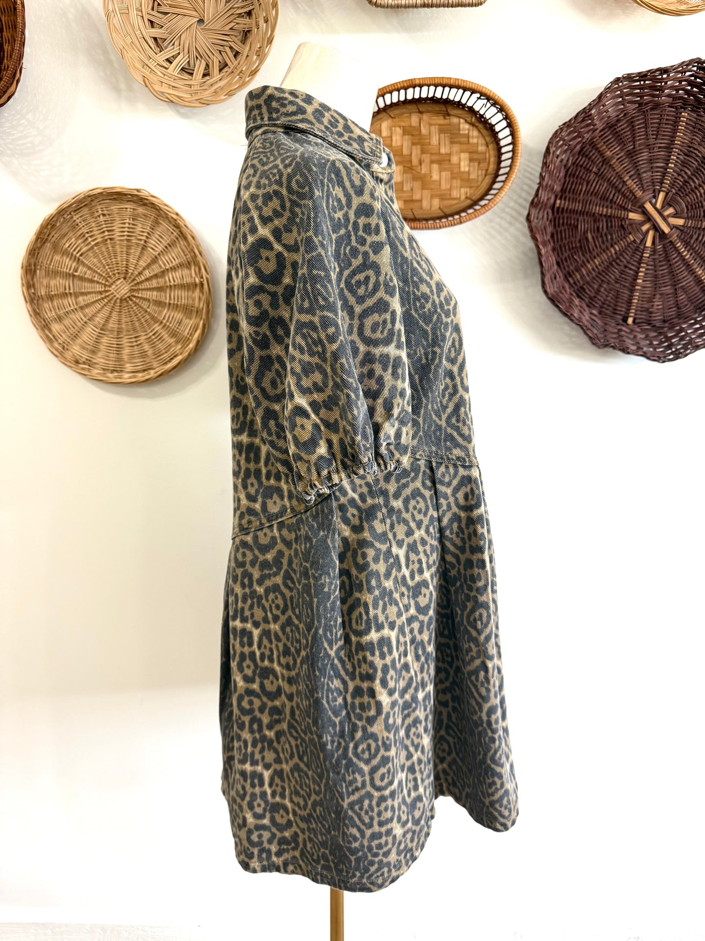 The Gianna Leopard Print Denim Dress