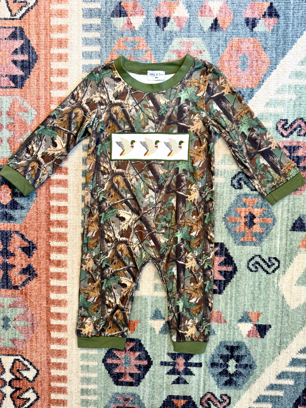 Boy’s Camo Mallard Embroidered Romper