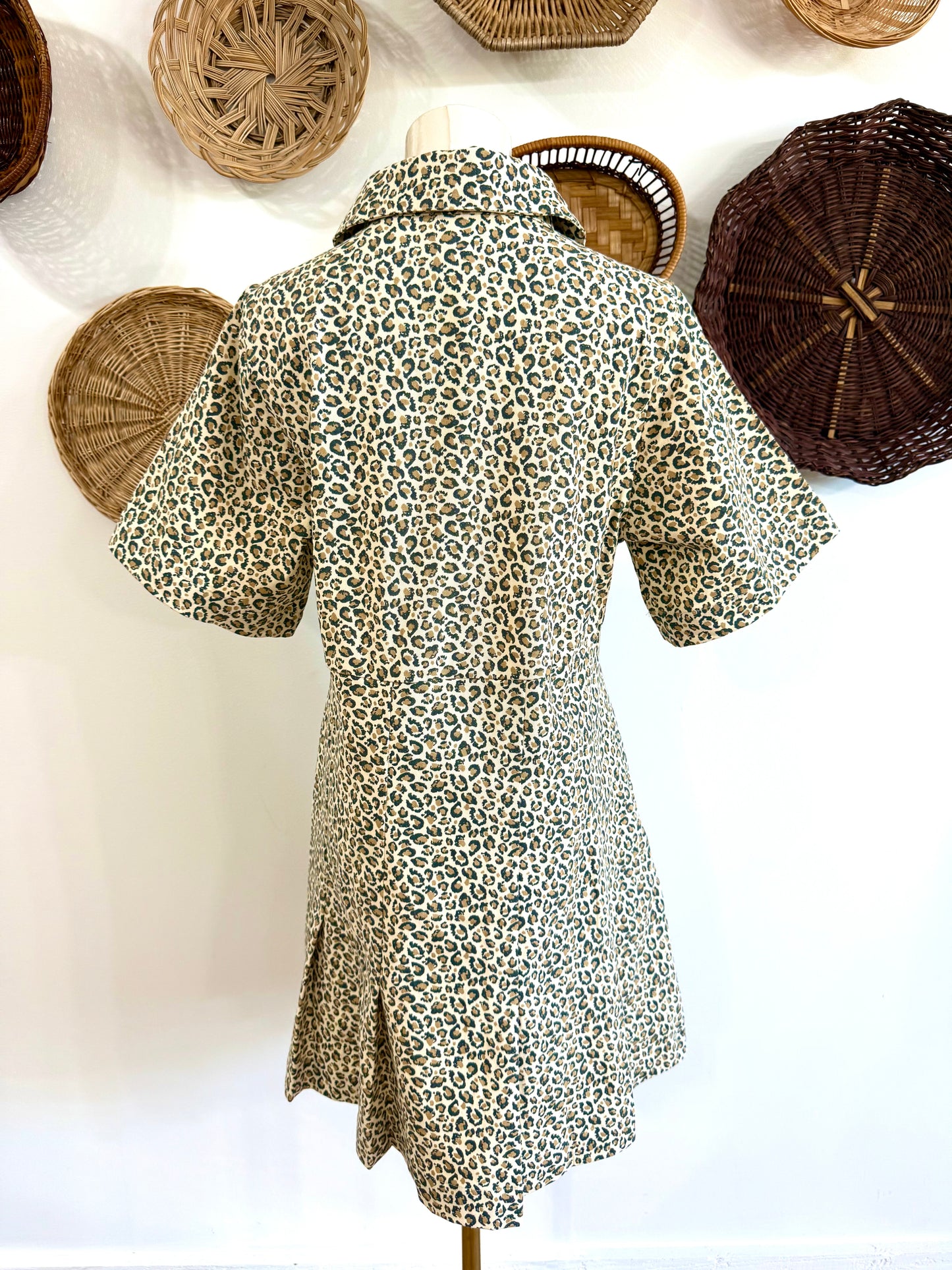 The Pippa Collared Leopard Dress in Oatmeal