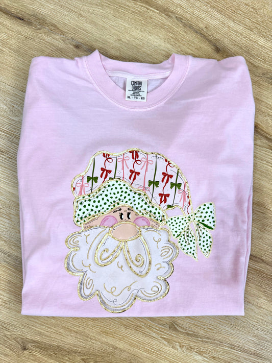 Comfort Colors Santa T Shirt in Pink