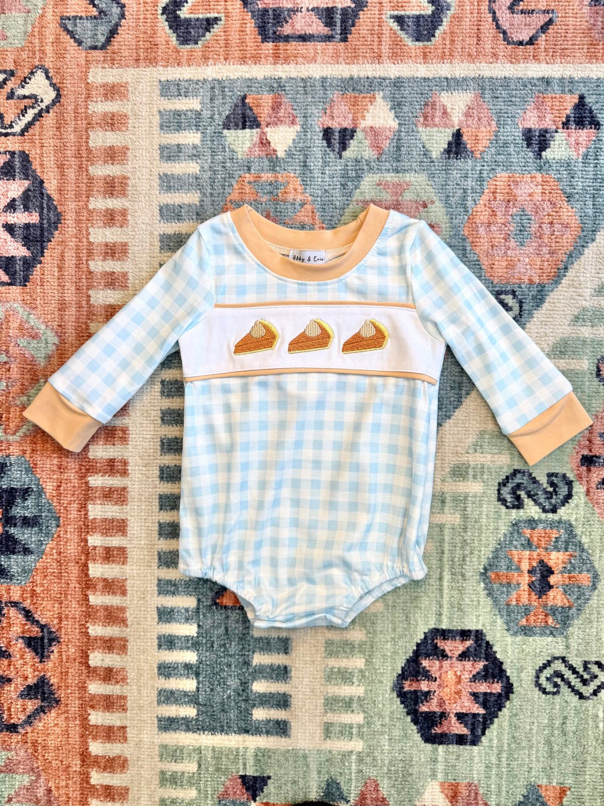 Boy’s Pumpkin Pie Gingham Bubble in Blue