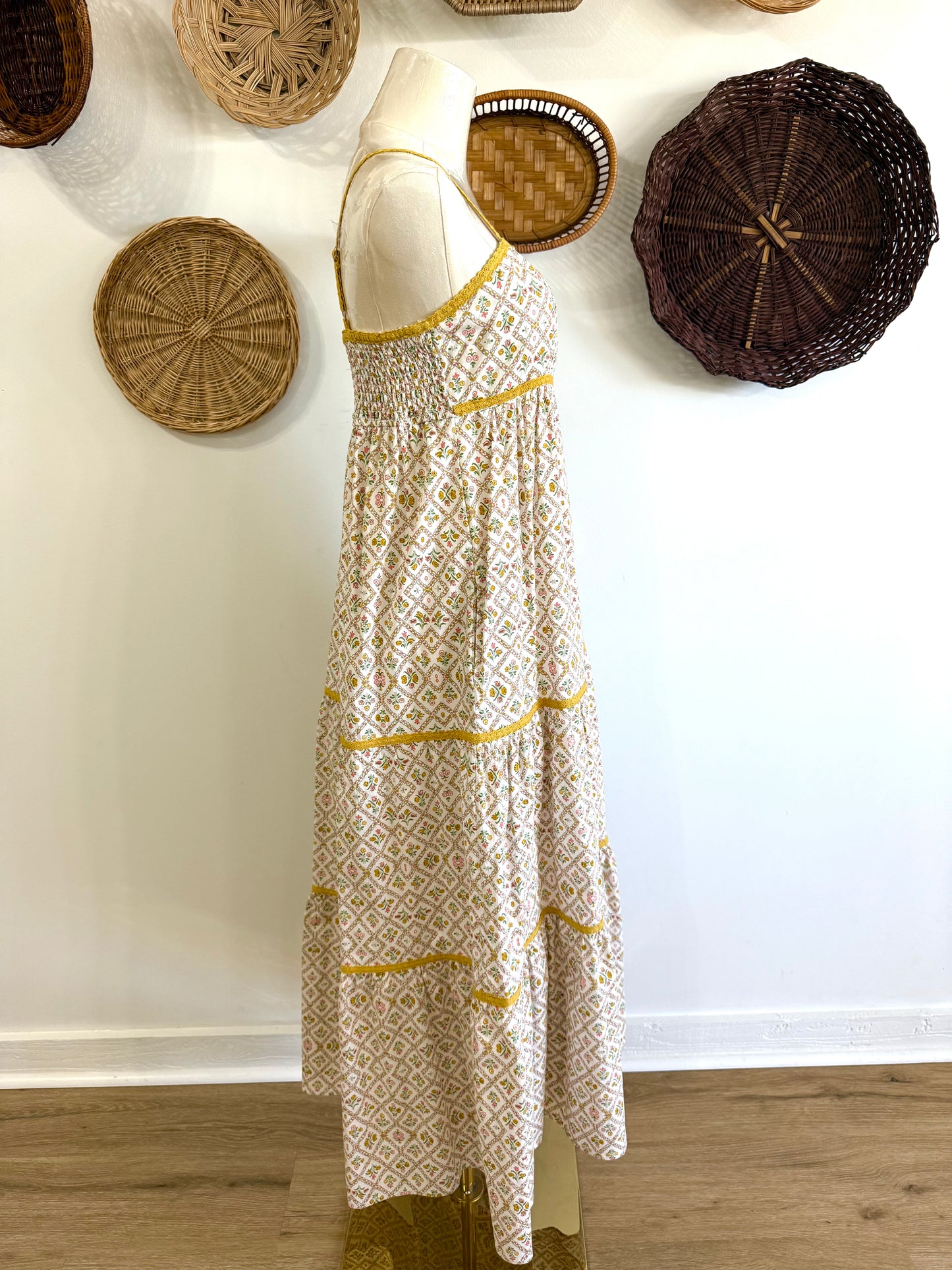 The Leah Floral Tiered Maxi Dress in Yellow