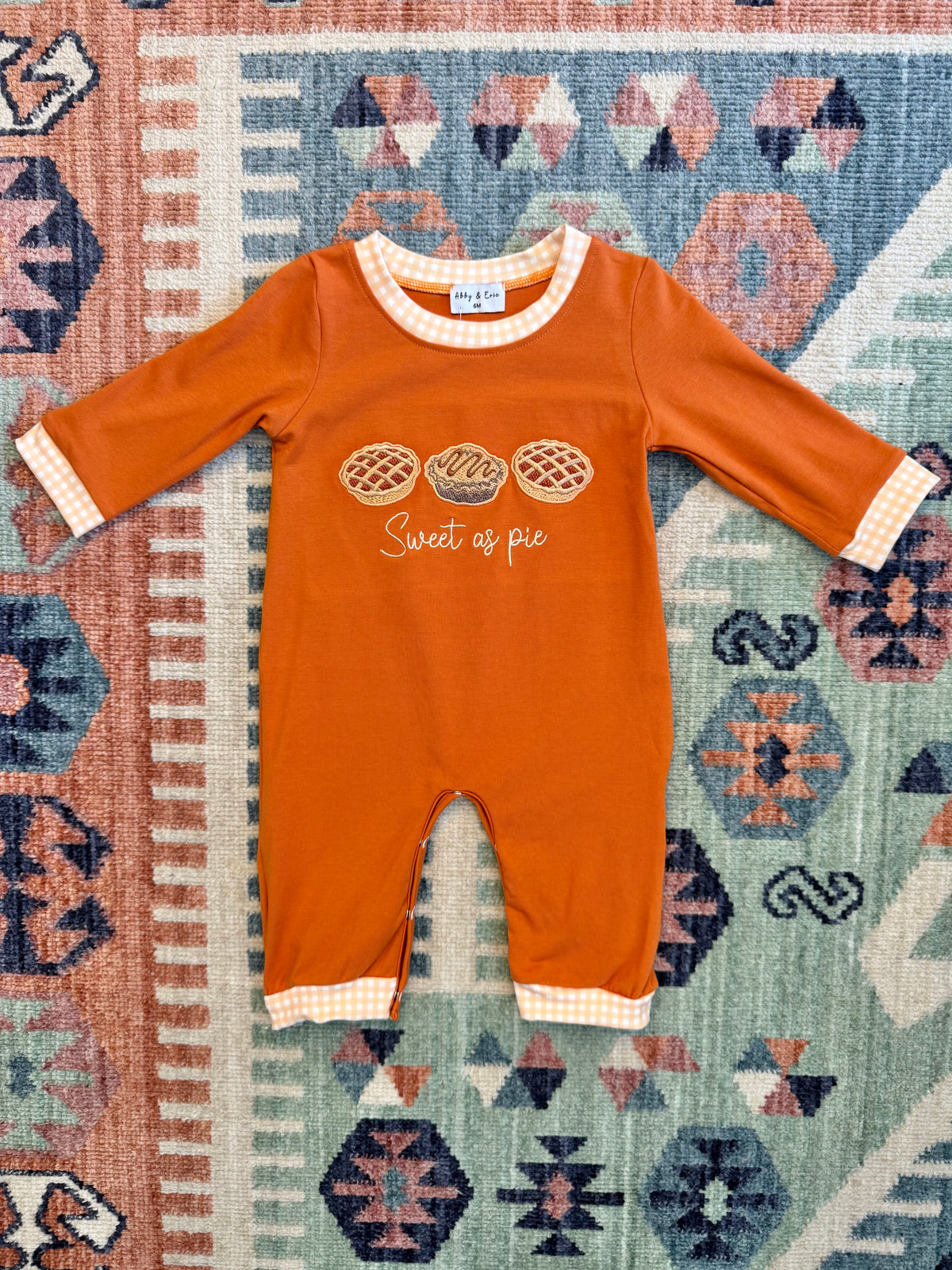 Boy’s “Sweet as Pie” Embroidered Romper