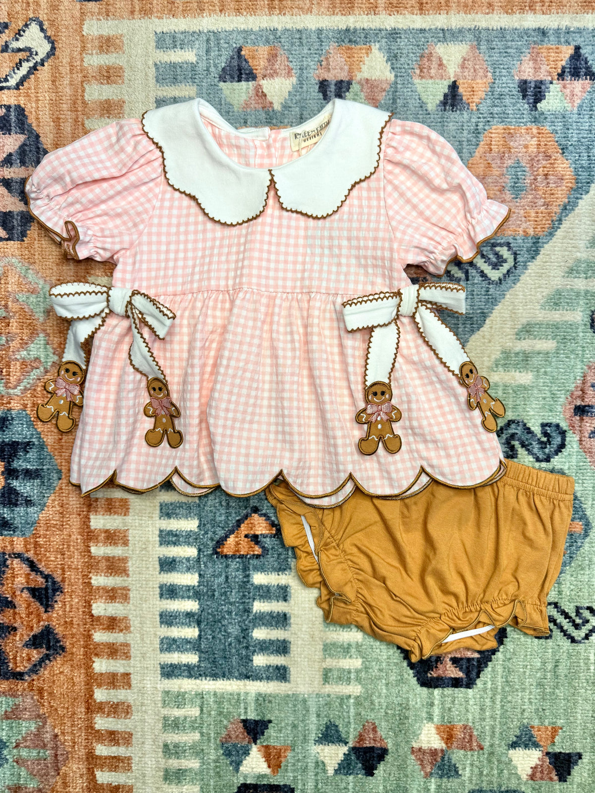 Gingerbread Bow Collar Detail Bloomer Set