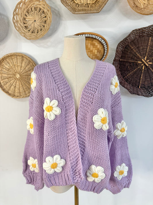 The Amelia Flower Cardigan in Lavendar