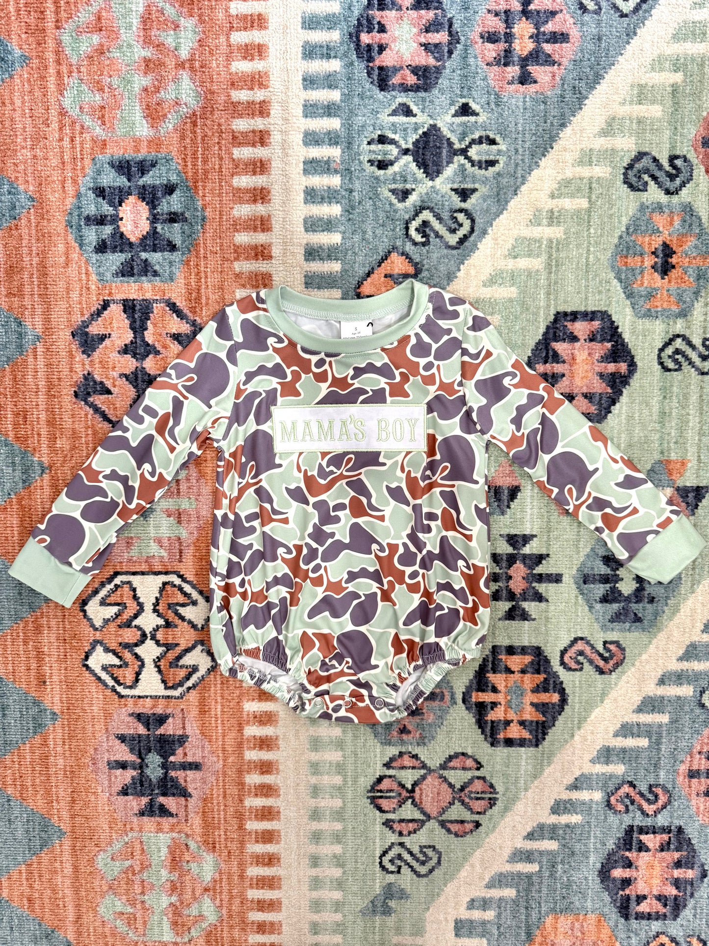 Mama’s Boy Embroidered Appliqué Camo Bubble