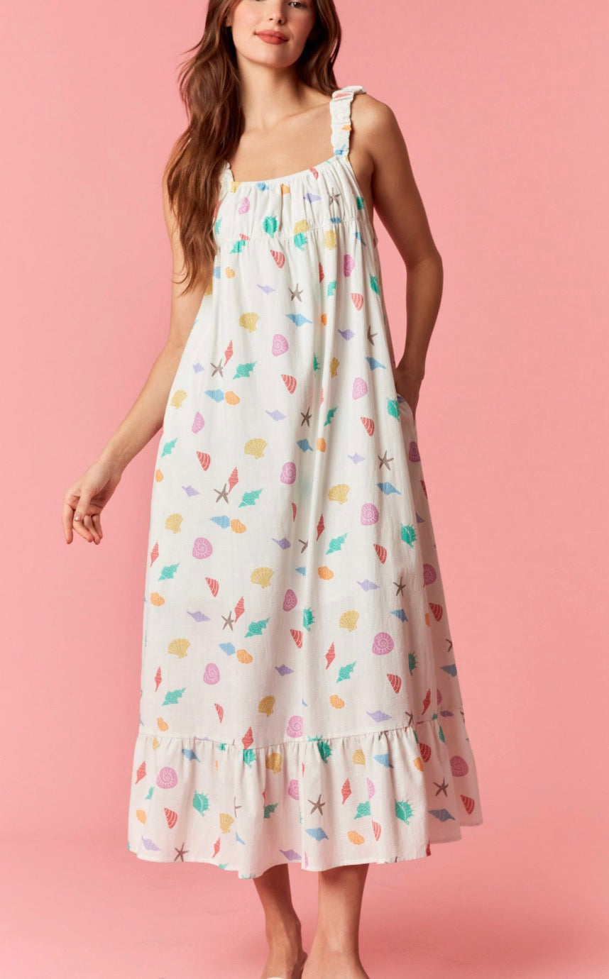 The Beachy Colorful SeaShell Maxi Dress