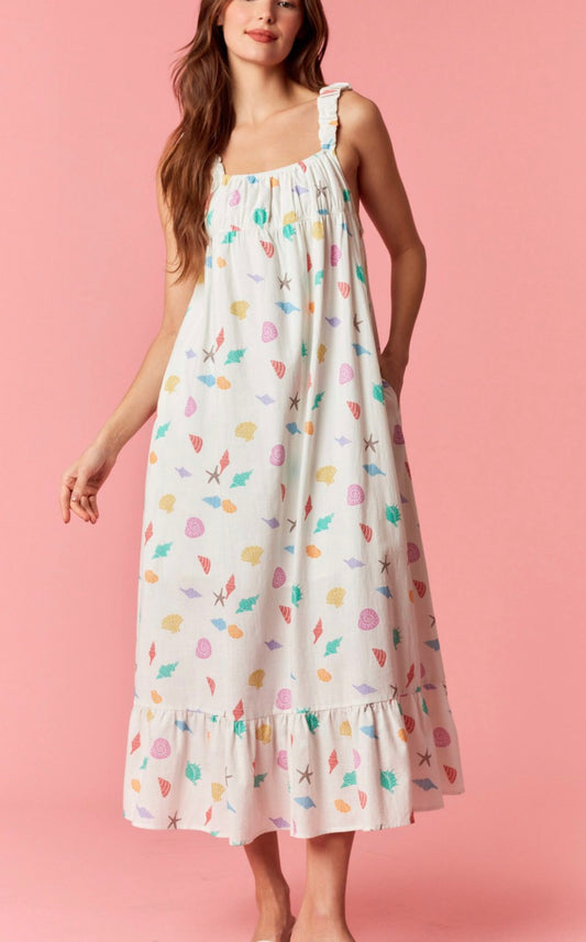 The Beachy Colorful SeaShell Maxi Dress