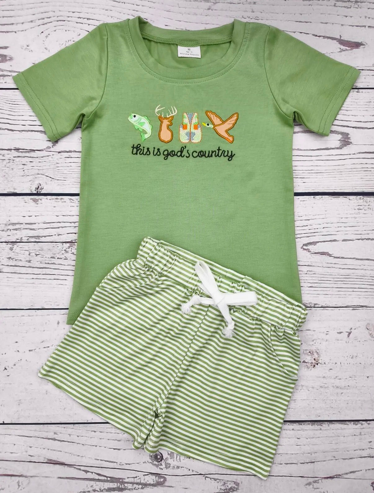 Boy’s “This is God’s Country” Embroidered Set