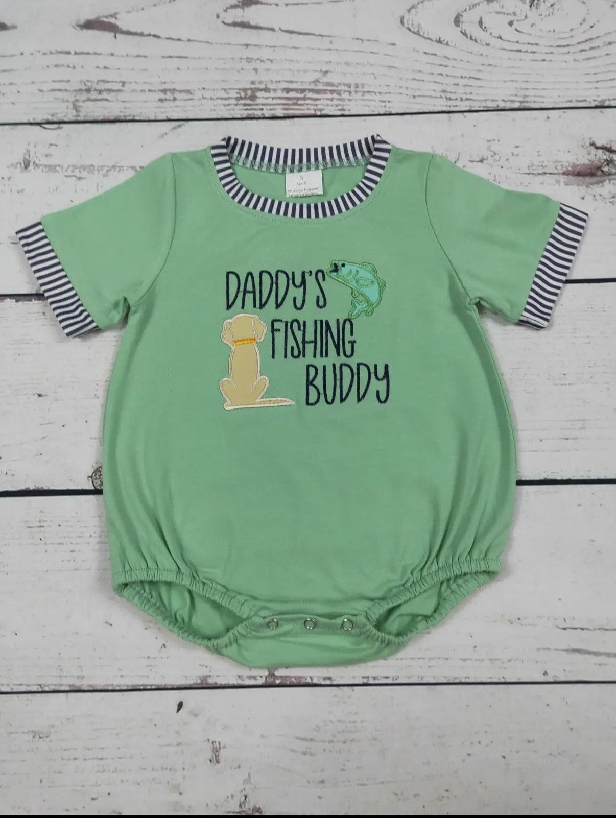 Boy’s “Daddy’s Fishing Buddy” Embroidered Bubble