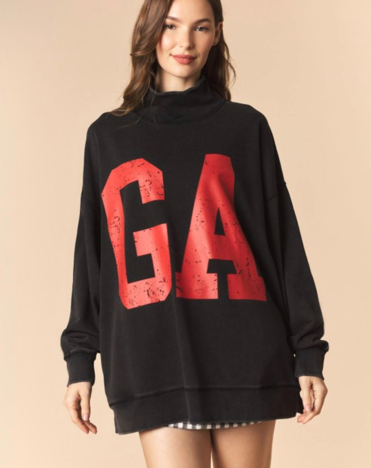 Black & Red Georgia Mock Neck Sweatshirt