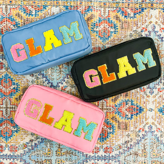 Glam Chenille Letter Cosmetic Bag