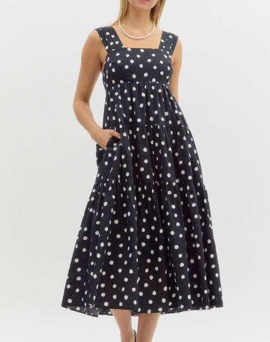 The CoCo Polka Dot Maxi Dress in Black & White
