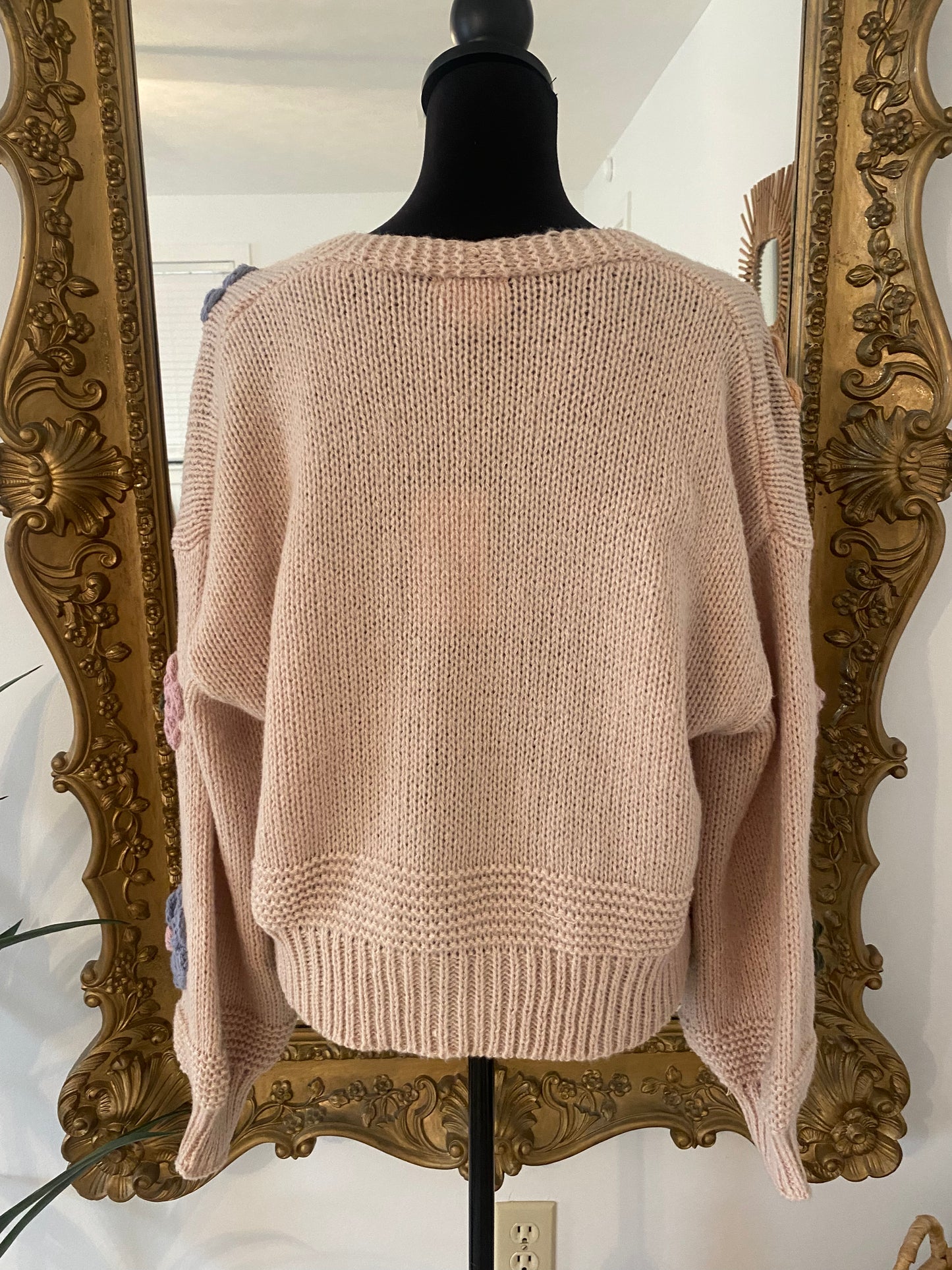 The Lyra Flower Cardigan In Ecru